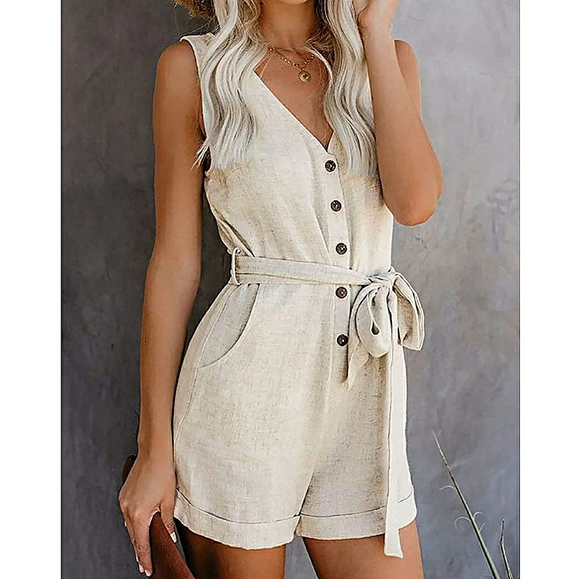 Pants - Belted Wrap Short Jumpsuit